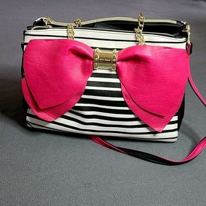 Betsy Johnson Big Bow & Striped Purse